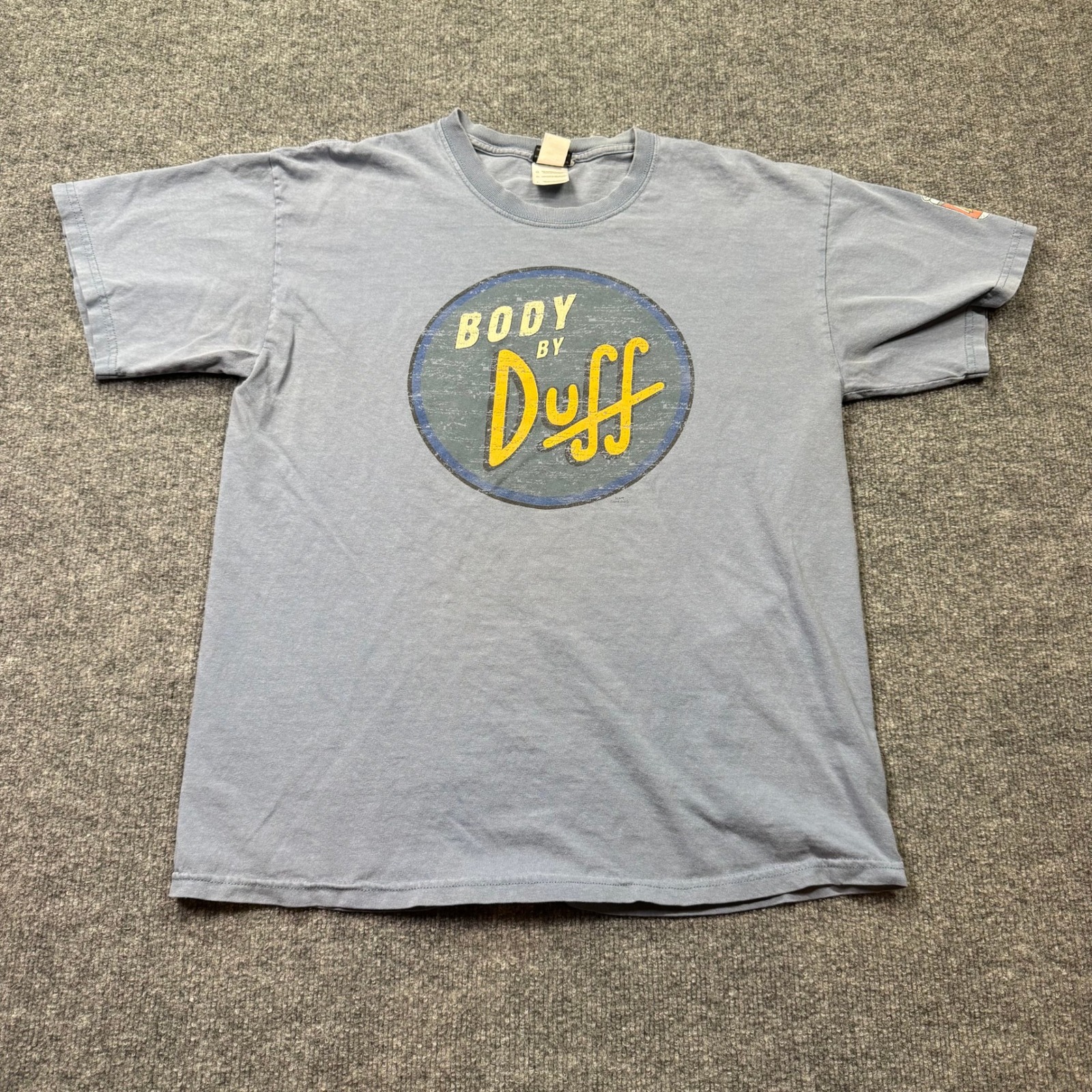 Universal Studios 'Body By Duff' T-Shirt Mens L Blue Vintage Graphic Tee Comedy